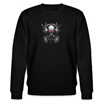 Techno Tanzmusik Zukunft Space - Stanley/Stella Unisex Bio-Sweatshirt CHANGER  - Schwarz - Vorne - Nik (191cm) & Marisol (170cm)
