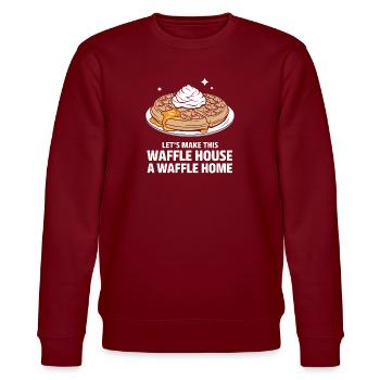 Waffeln Frühstück Süßigkeiten - Stanley/Stella Unisex Bio-Sweatshirt CHANGER  - Burgunderrot - Vorne - Nik (191cm) & Marisol (170cm)