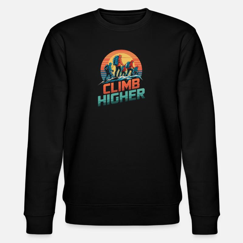 Climb Higher Retro Hikers - Stanley/Stella CHANGER Unisex Organic Sweatshirt - black