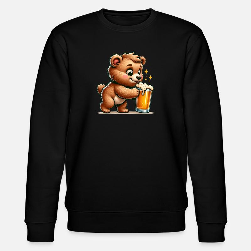 Cute Bear Drinking Beer - Stanley/Stella Unisex Bio-Sweatshirt CHANGER  - Schwarz
