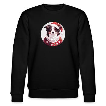 Christmas motif with Border Collie - Stanley/Stella CHANGER Unisex Organic Sweatshirt - black - Front - Nik (191cm) & Marisol (170cm)