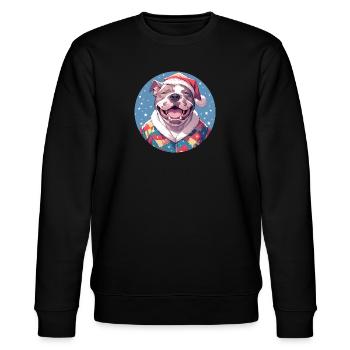 Weihnachtsmotiv mit einem Staffy - Stanley/Stella Unisex Bio-Sweatshirt CHANGER  - Schwarz - Vorne - Nik (191cm) & Marisol (170cm)