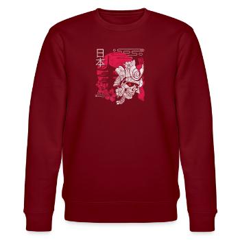 Orient Fabelwesen Katana Nerd - Stanley/Stella Unisex Bio-Sweatshirt CHANGER  - Burgunderrot - Vorne - Nik (191cm) & Marisol (170cm)