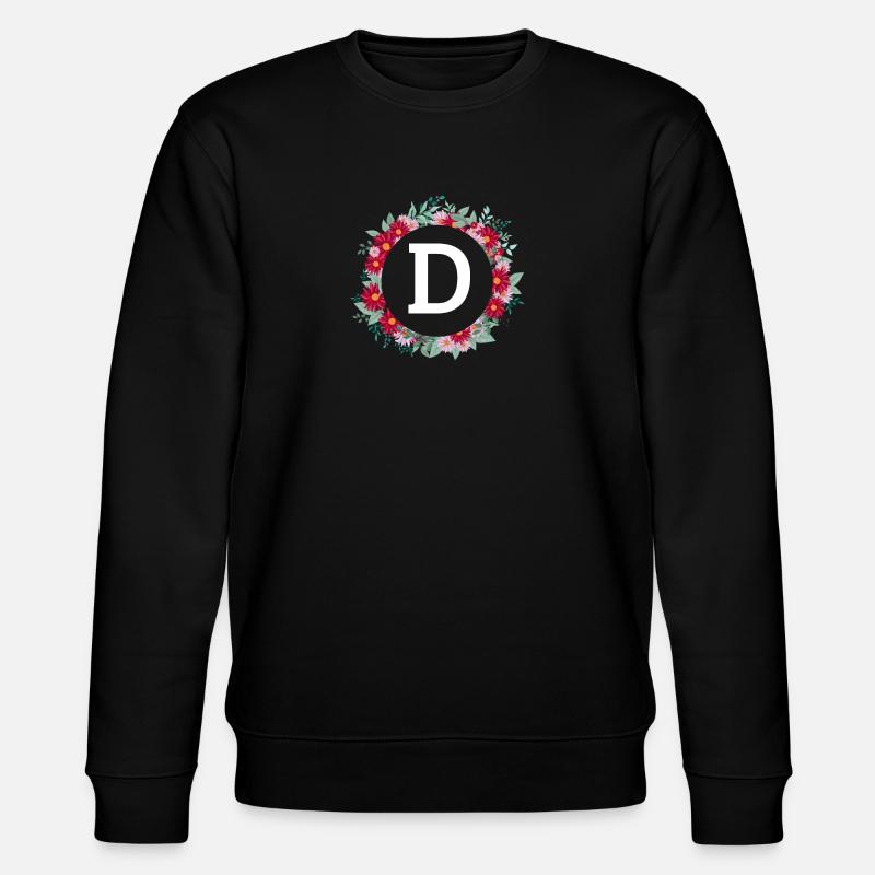 Lettre d couronne florale - Sweat bio CHANGER Stanley/Stella Unisexe - noir