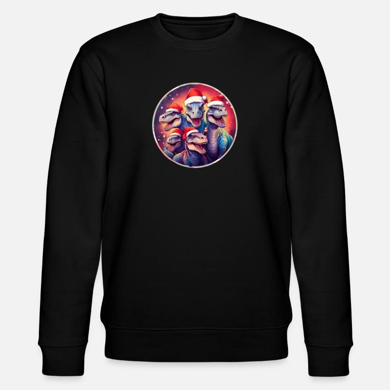 Weihnachts-Dinos - Stanley/Stella Unisex Bio-Sweatshirt CHANGER  - Schwarz