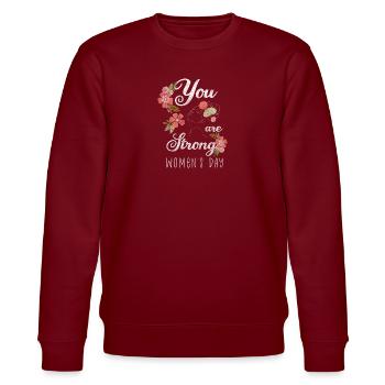 Frauentag Frauenpower Feminin Gesellschaft - Stanley/Stella Unisex Bio-Sweatshirt CHANGER  - Burgunderrot - Vorne - Nik (191cm) & Marisol (170cm)
