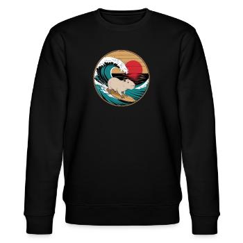 Capybara Surfing - Vintage Sunset - Stanley/Stella CHANGER Unisex Organic Sweatshirt - black - Front - Nik (191cm) & Marisol (170cm)