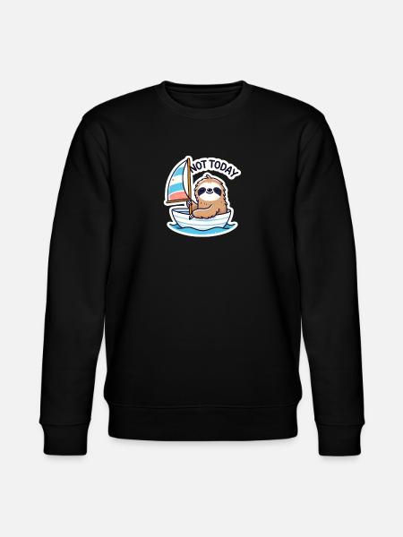 Segelbot mit Faultier - Stanley/Stella Unisex Bio-Sweatshirt CHANGER - Schwarz