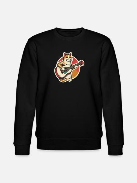 Gatto con Chitarra / Chitarra - Felpa ecologica unisex CHANGER di Stanley/Stella - nero