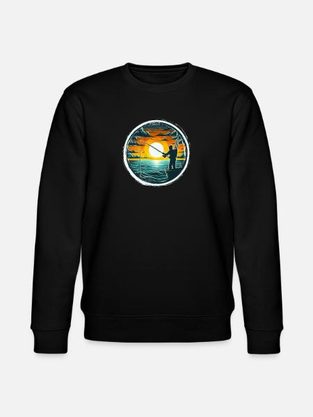 Sunset Angler - Fishing Gift Men - Stanley/Stella CHANGER Unisex Organic Sweatshirt - black