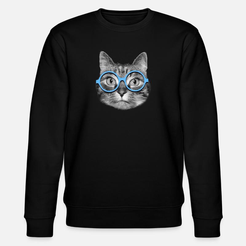 Cat wearing blue eyeglasses - Stanley/Stella CHANGER Unisex Organic Sweatshirt - black