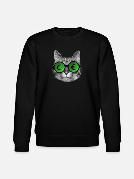 Cat wearing euro sign glasses - Stanley/Stella CHANGER Unisex Organic Sweatshirt - black