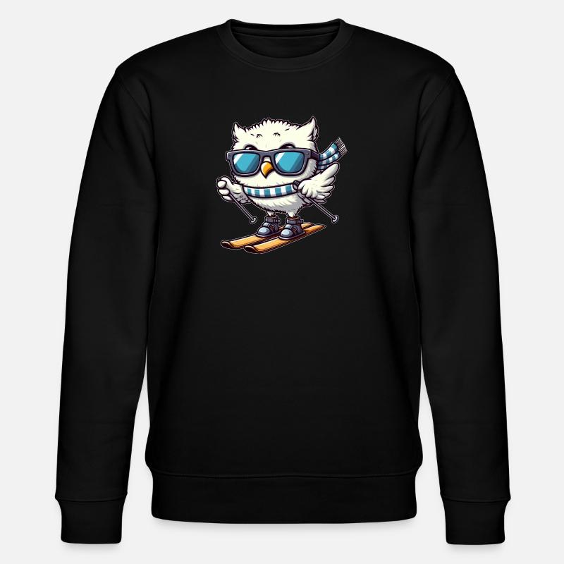 Schneeeule Skifahrer, Winterurlaub Charme - Stanley/Stella Unisex Bio-Sweatshirt CHANGER  - Schwarz