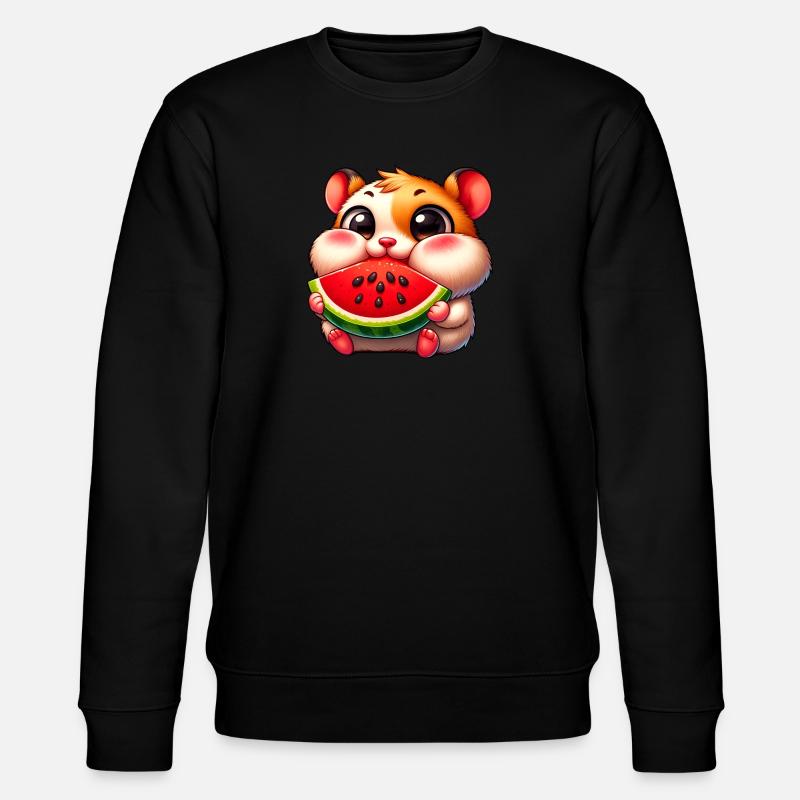 Cute Cartoon Hamster Melon - Stanley/Stella Unisex Bio-Sweatshirt CHANGER - Schwarz