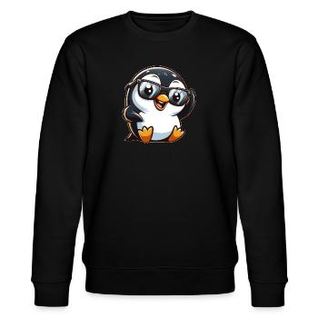 Cooler Pinguin Sonnenbrille Cartoon Spaßig - Stanley/Stella Unisex Bio-Sweatshirt CHANGER  - Schwarz - Vorne - Nik (191cm) & Marisol (170cm)