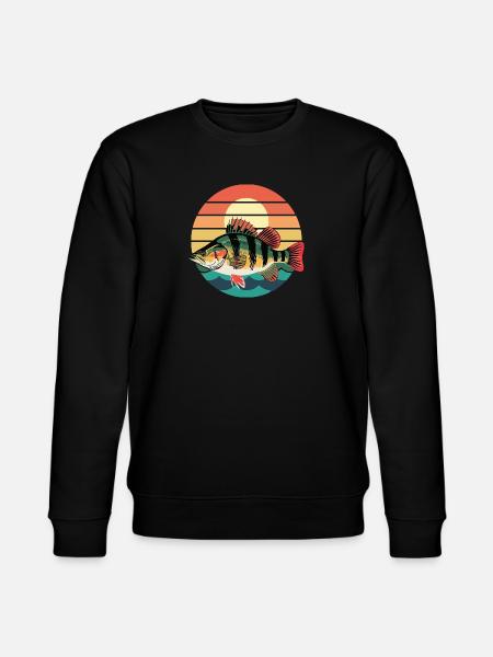 Retro Perch Sunset Angler Motif - Stanley/Stella CHANGER Unisex Organic Sweatshirt - black