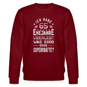 Hochzeitsgeschenk 65 Jahre Ehe Hochzeitstag - Stanley/Stella Unisex Bio-Sweatshirt CHANGER  - Burgunderrot - Vorne - Nik (191cm) & Marisol (170cm)