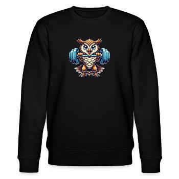 hibou poids haltérophilie fort hibou forme physique - Sweat bio CHANGER Stanley/Stella Unisexe - noir - Devant - Nik (191cm) & Marisol (170cm)