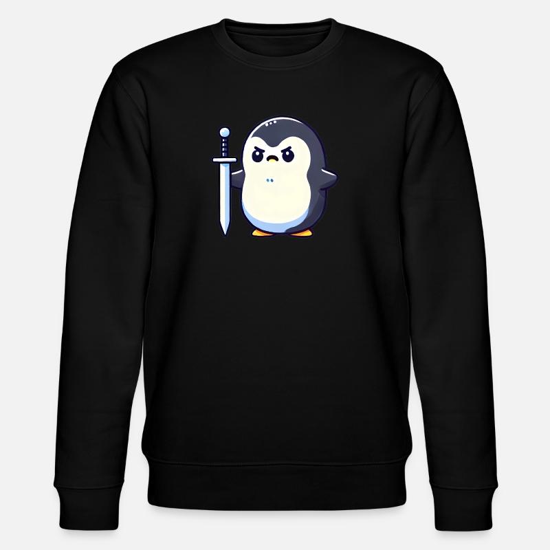 Winziger Pinguin-Krieger - Stanley/Stella Unisex Bio-Sweatshirt CHANGER  - Schwarz