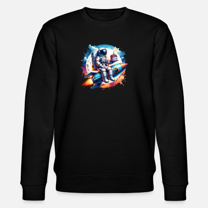 Astronaut Rocket Birthday - Stanley/Stella CHANGER Unisex Organic Sweatshirt - black