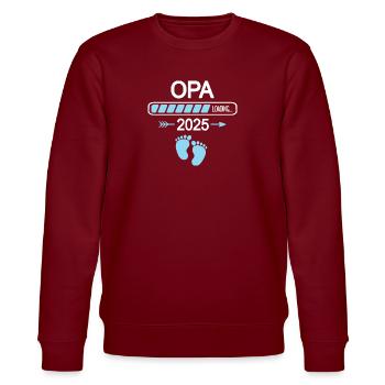 Opa Loading 2025 Ich Werde Opi Großvater Werden - Stanley/Stella Unisex Bio-Sweatshirt CHANGER  - Burgunderrot - Vorne - Nik (191cm) & Marisol (170cm)