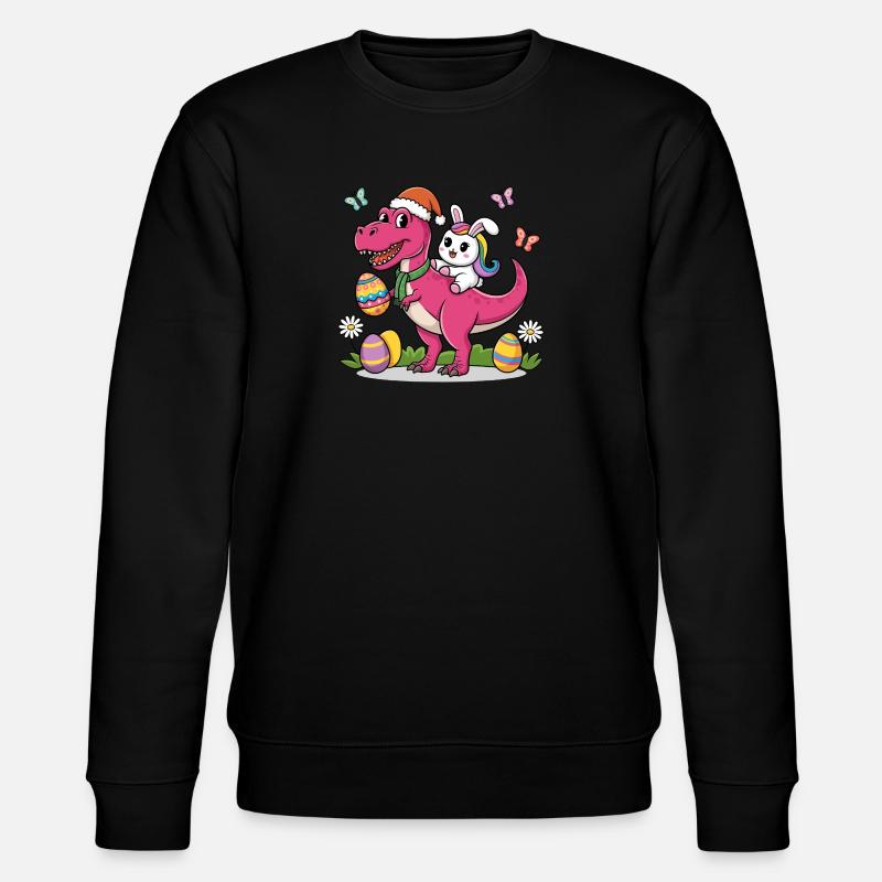 Easter Dinosaur Bunny Ears Easter - Stanley/Stella CHANGER Unisex Organic Sweatshirt - black