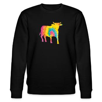 Büffel Rind Ochsen - Stanley/Stella Unisex Bio-Sweatshirt CHANGER  - Schwarz - Vorne - Nik (191cm) & Marisol (170cm)