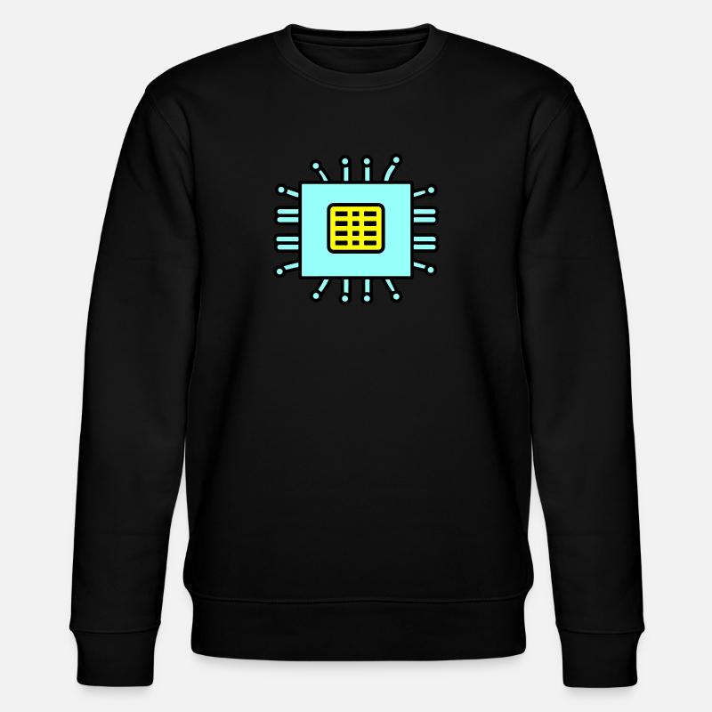 Digital Computer Chip Icon - Stanley/Stella CHANGER Unisex Organic Sweatshirt - black