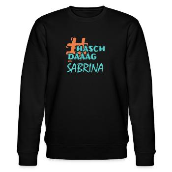 Sabrina als Name - Stanley/Stella Unisex Bio-Sweatshirt CHANGER  - Schwarz - Vorne - Nik (191cm) & Marisol (170cm)