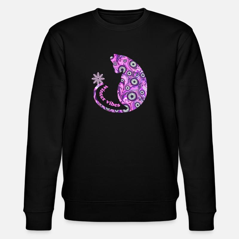 Cat with snowflake E 6 - Stanley/Stella CHANGER Unisex Organic Sweatshirt - black