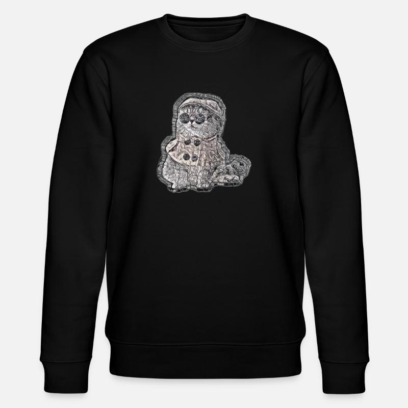 Detective spy cat with clothes elegant chic - Stanley/Stella CHANGER Unisex Organic Sweatshirt - black