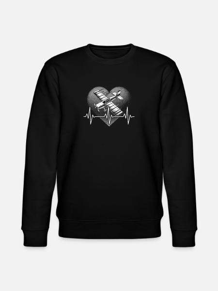 Herzschlag Modellflugzeug - Stanley/Stella Unisex Bio-Sweatshirt CHANGER  - Schwarz