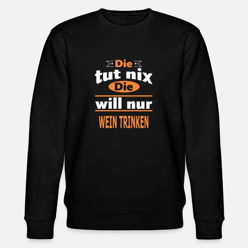 WEIN TRINKEN - Stanley/Stella Unisex Bio-Sweatshirt CHANGER  - Schwarz