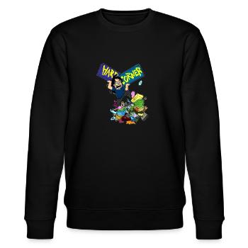 Fest Corner Logo - Stanley/Stella Unisex Bio-Sweatshirt CHANGER  - Schwarz - Vorne - Nik (191cm) & Marisol (170cm)