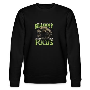 FOCUS Just Your,s - Stanley/Stella Unisex Bio-Sweatshirt CHANGER  - Schwarz - Vorne - Nik (191cm) & Marisol (170cm)