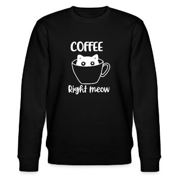 Lustige Kaffee Katze Coffee right meow Geschenk - Stanley/Stella Unisex Bio-Sweatshirt CHANGER  - Schwarz - Vorne - Nik (191cm) & Marisol (170cm)
