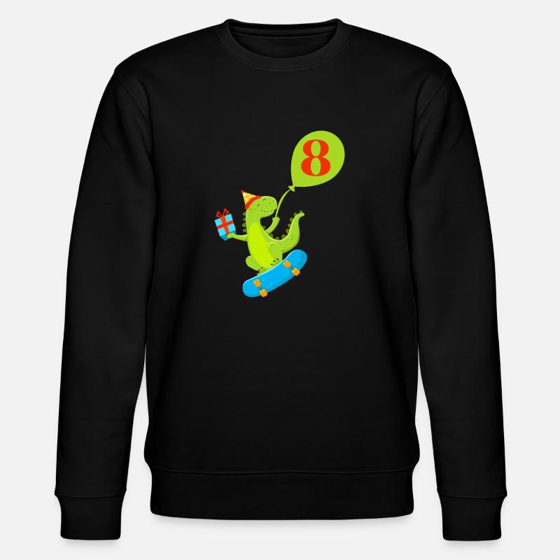 8e anniversaire dinosaure mignon - Sweat bio CHANGER Stanley/Stella Unisexe - noir