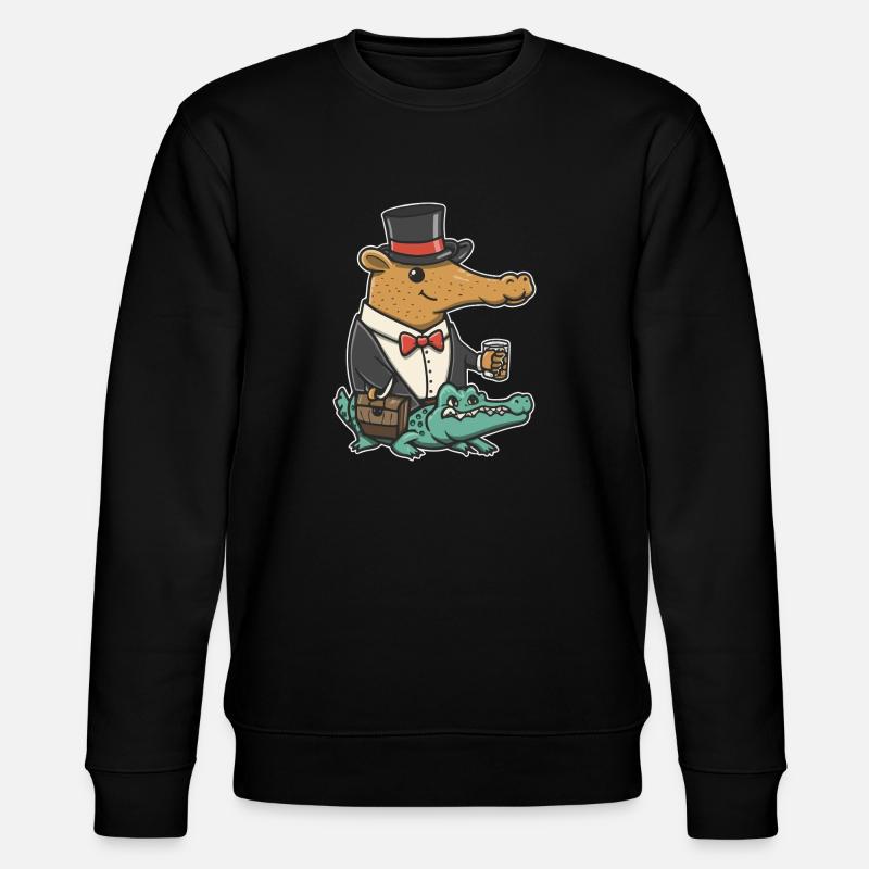 Capybara Dapper Crocodile - Stanley/Stella CHANGER Unisex Organic Sweatshirt - black