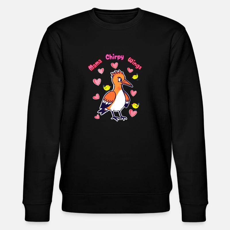 Mama Chirpy Wings: Cartoon Bird - Stanley/Stella CHANGER Unisex Organic Sweatshirt - black