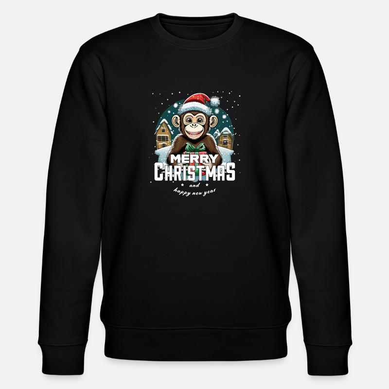 Weihnachtsaffe - Stanley/Stella Unisex Bio-Sweatshirt CHANGER  - Schwarz
