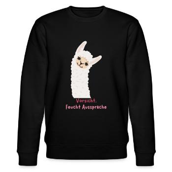 Llama Vorsicht, Feuchte Aussprache - Stanley/Stella Unisex Bio-Sweatshirt CHANGER  - Schwarz - Vorne - Nik (191cm) & Marisol (170cm)
