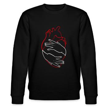 Love your heart red and white linework - Stanley/Stella CHANGER Unisex Organic Sweatshirt - black - Front - Nik (191cm) & Marisol (170cm)