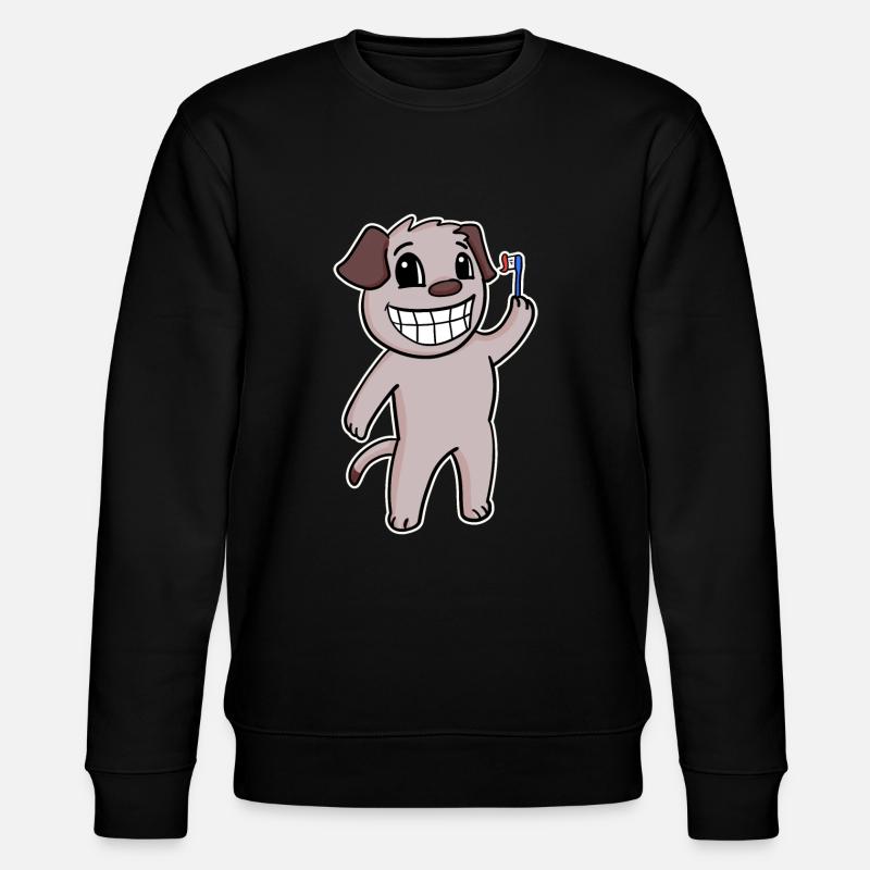 Dog with toothbrush - Stanley/Stella CHANGER Unisex Organic Sweatshirt - black