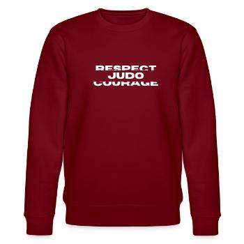 Judo, Respekt, Mut - Stanley/Stella Unisex Bio-Sweatshirt CHANGER  - Burgunderrot - Vorne - Nik (191cm) & Marisol (170cm)