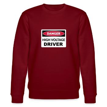 HIGH VOLTAGE Driver - Stanley/Stella CHANGER Unisex Organic Sweatshirt - burgundy - Front - Nik (191cm) & Marisol (170cm)