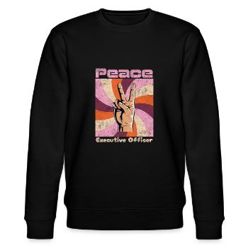 Friede. Hippie-Lebensstil - Stanley/Stella Unisex Bio-Sweatshirt CHANGER  - Schwarz - Vorne - Nik (191cm) & Marisol (170cm)