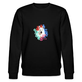 White Shepherd, German Shepherd, Paws, Print - Stanley/Stella CHANGER Unisex Organic Sweatshirt - black - Front - Nik (191cm) & Marisol (170cm)