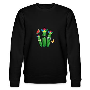 Cucumber Family,Cucumber,Cucumber,Fruit, Watermelon - Stanley/Stella CHANGER Unisex Organic Sweatshirt - black - Front - Nik (191cm) & Marisol (170cm)