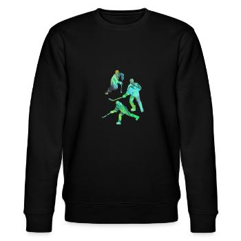 Ice hockey, hockey, graffiti, colorful, stencil - Stanley/Stella CHANGER Unisex Organic Sweatshirt - black - Front - Nik (191cm) & Marisol (170cm)