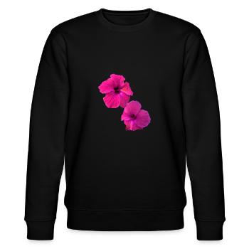Hibiscus,Fleur,Lotus,Fleur ,Floral,Rose - Sweat bio CHANGER Stanley/Stella Unisexe - noir - Devant - Nik (191cm) & Marisol (170cm)